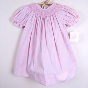 Petit Ami Smocked Dress Baby 3 Months Pink Gingham Set Floral Embroidery NWT